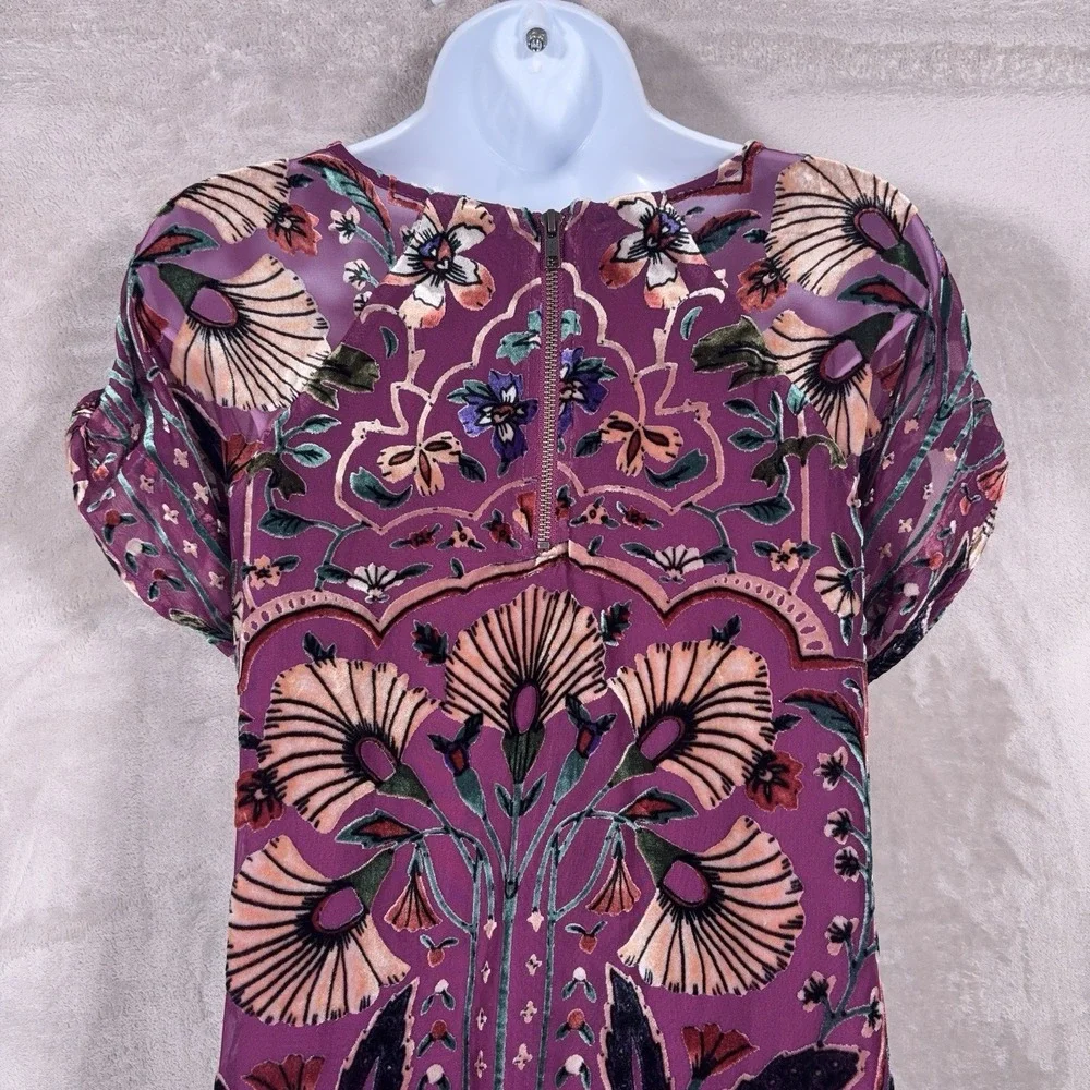Free People Strawberry Fields Velvet Mini Dress Womens Small Purple Tapestry